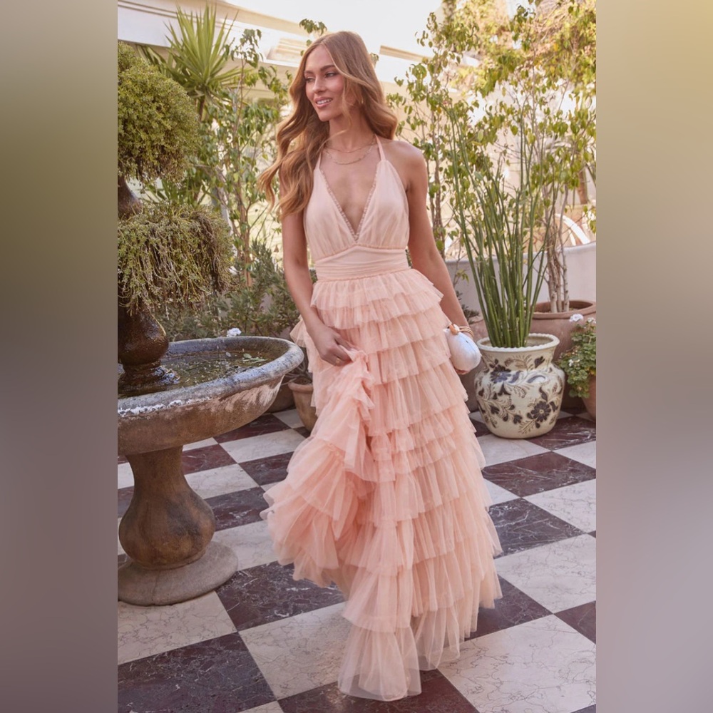 Vici Peach Layered Maxi Dress